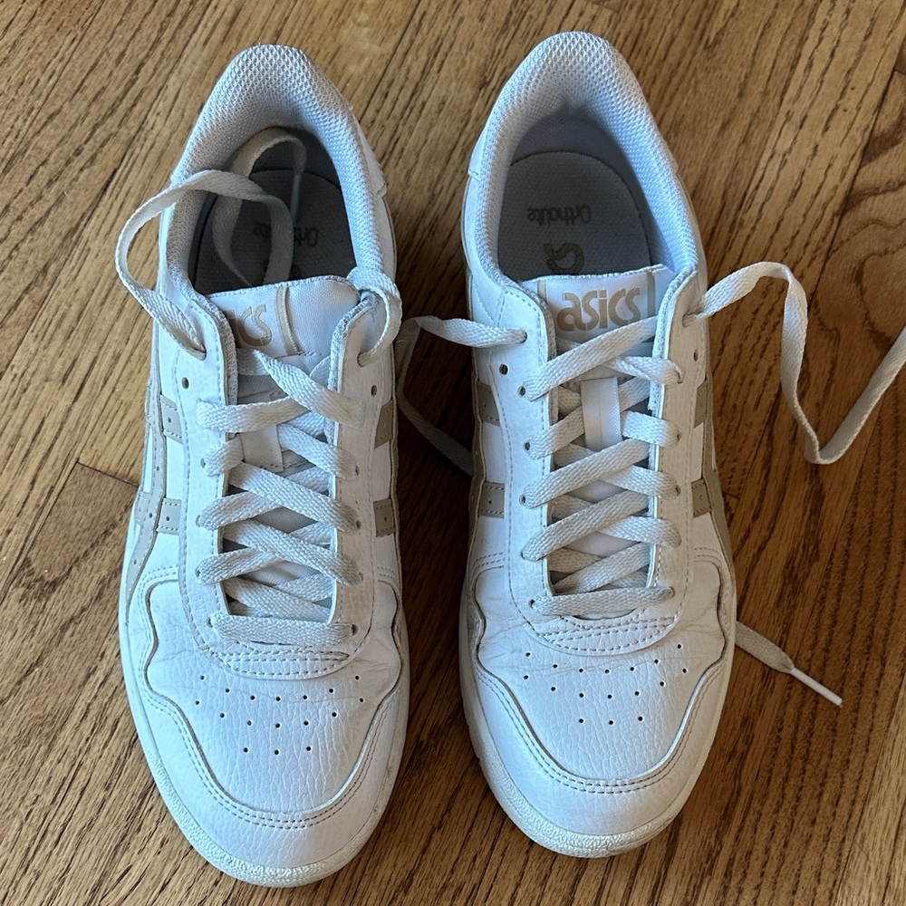 ASICS white Japan S leather sneakers with dove grey accent